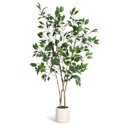 Ficus artificiel d'intérieur, plante en fausse soie avec tronc de bois réaliste et fruits, grand décor de bureau en pot pour la maison, le salon, la plante d'intérieur moderne