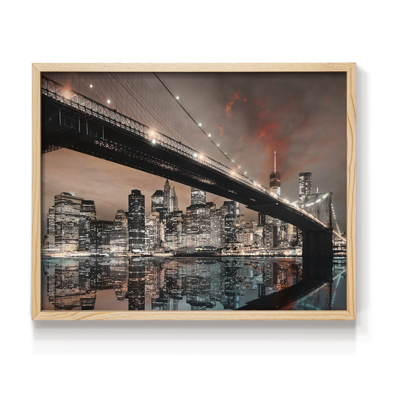 Réflexion de New York - reproduction encadrée - réversible, H 8 po x l 10 po, Naturel