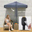 Parasol de patio de 7,5 pi avec parasol demi-parasol, manivelle, bleu foncé-1260904810