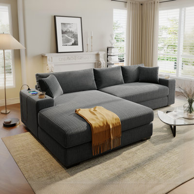 111" Modular Sectional Couch With Extra Wide Chaise, Oversized L Shaped Sectional Sofa With Storage, Corduroy Sectional Couches For Living Room