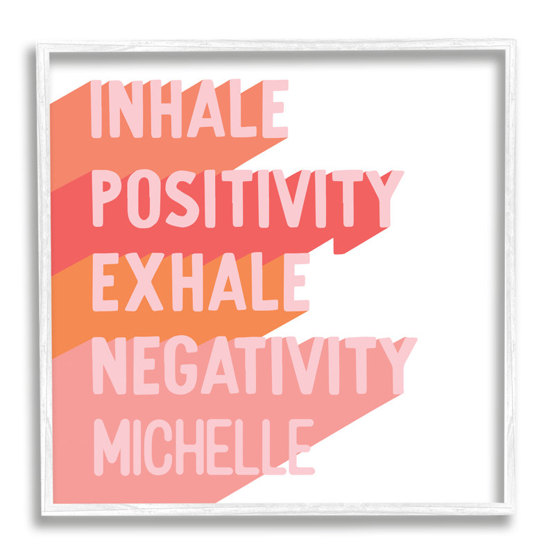 "Inhale Exhale Motivation" cmw-002, art mural personnalisé, Giclée encadrée blanc bord de mer, H 17 po x l 17 po, Oui