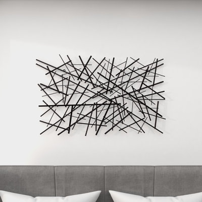 Dark Grey Metal Overlapping Lines Geometric Home Wall Decor
