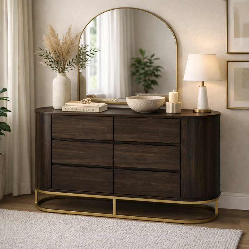 Commode 6 tiroirs Modern, Noyer