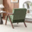 Fauteuil d'appoint en chenille verte, monobloc, style moderne du milieu du siècle, mousse haute densité, structure en bois d'hévéa, accoudoirs incurvés-1251288608