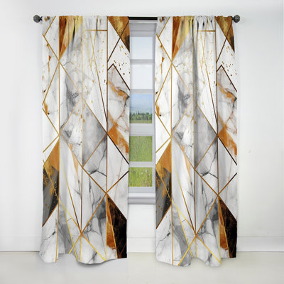 Exploring Golden Abstracted Symmetry V - Abstract Geometric Blackout Curtain - 1 Panels