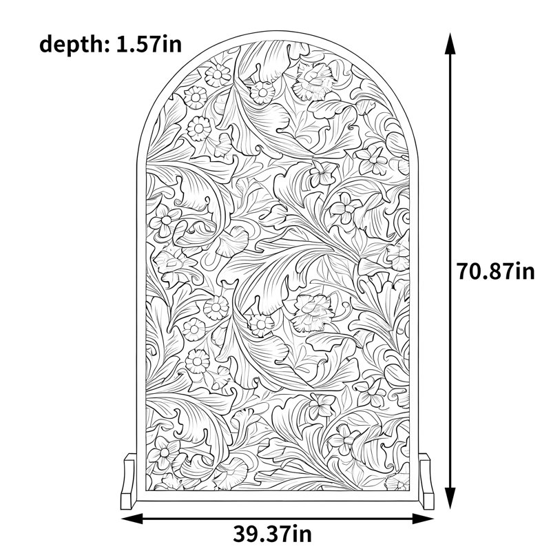Séparateur floral rétro, H 70,87 po x l 39,37 po x P 1,57 po