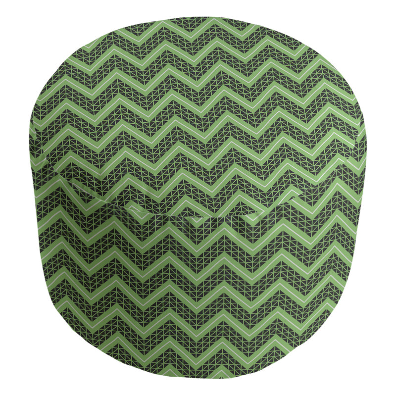 Upholstered Pouf, Black/Green