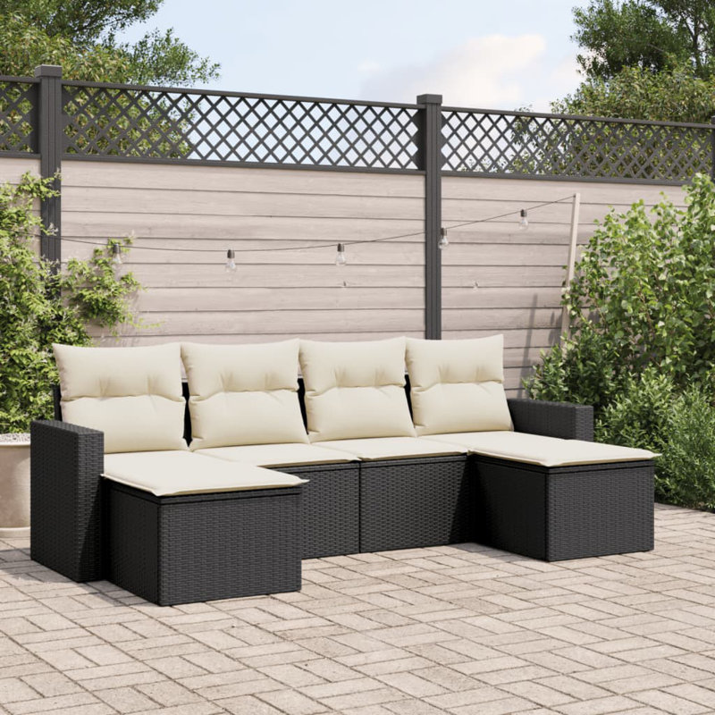 Ensemble de canapé de jardin Vidaxl noir et blanc crème