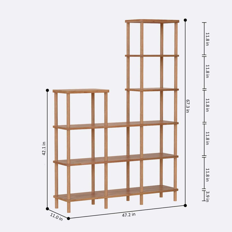  Bibliothèque en bois massif avec tablettes ouvertes, bibliothèque moderne