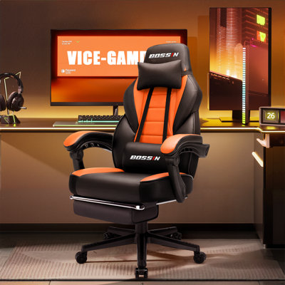 BOSSIN Gaming Chairs with Footrest, Ergonomic Computer Game Chairs with Lumbar Support