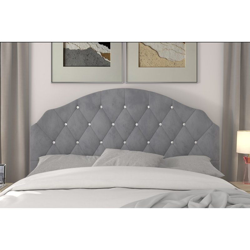 Ameer Upholstered Headboard, King, Silver Gray