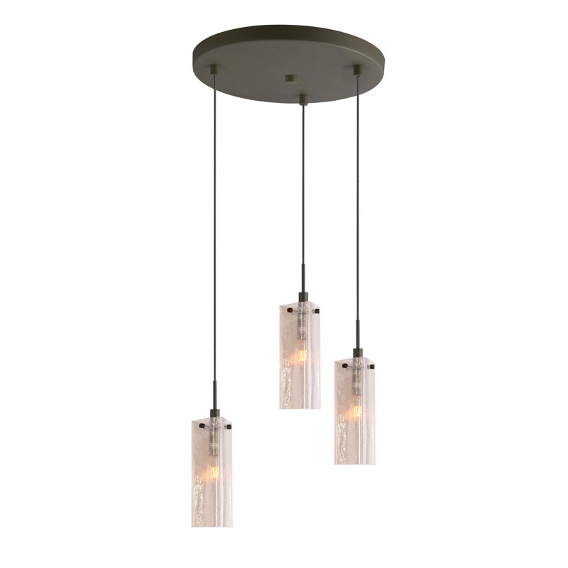 3 - Light Cluster Pendant, Grey Shade, Bronze