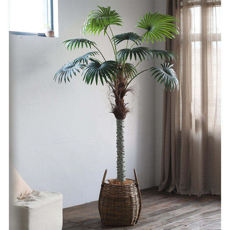 Arbre artificiel à feuilles rondes Wabi-Sabi, H 86,61 po x l 51,18 po x P 11,42 po