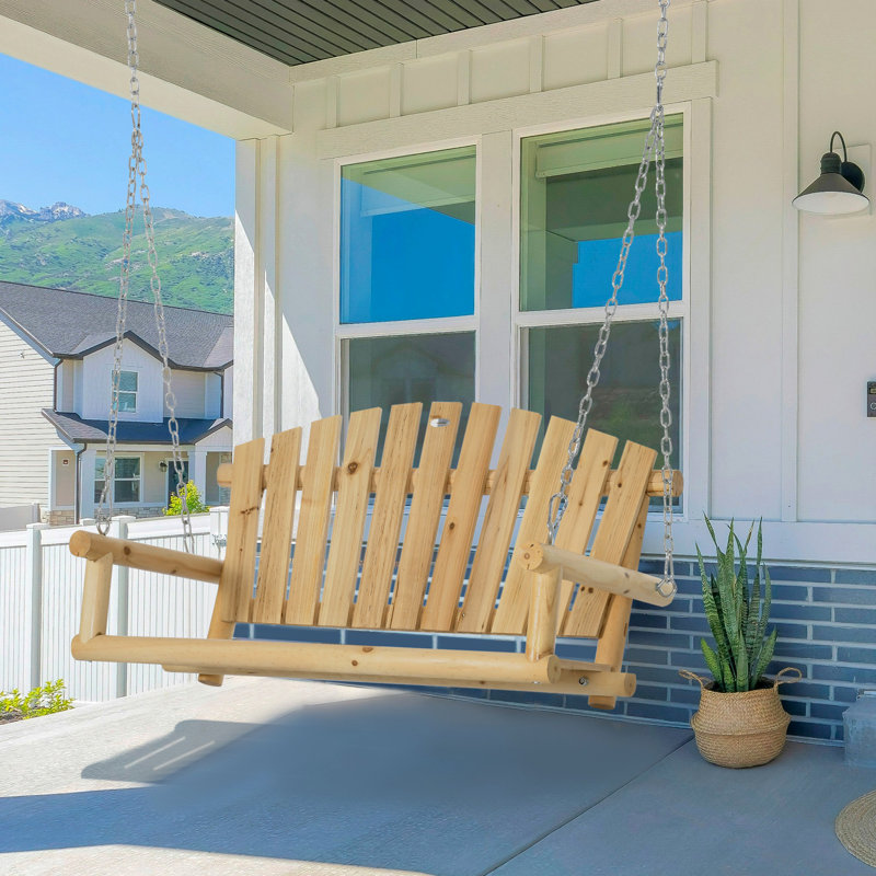 Banc de balançoire suspendu 2 places Outsunny avec chaînes en métal pour terrasse, patio, jardin, cour