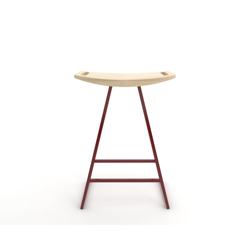 Robert Counter Stool with Metal Frame, Maple, Counter Stool (24" Seat Height), Blood Red
