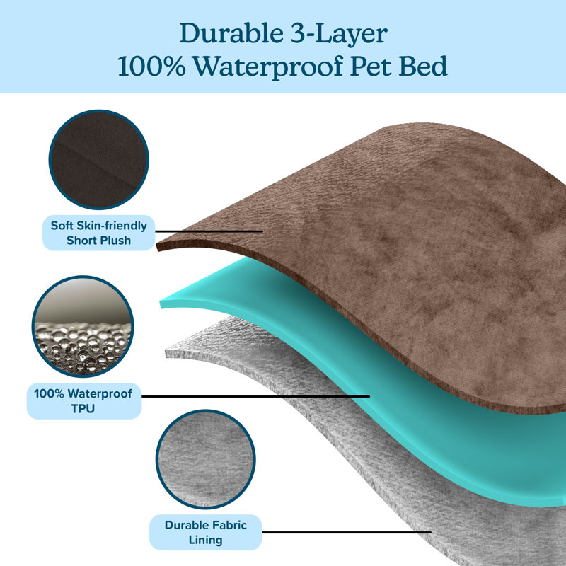 Lit imperméable pour chien avec housse amovible lavable à la machine Kasper Petmaker Kasper, L 36 po x P 27 po x H 3,5 po