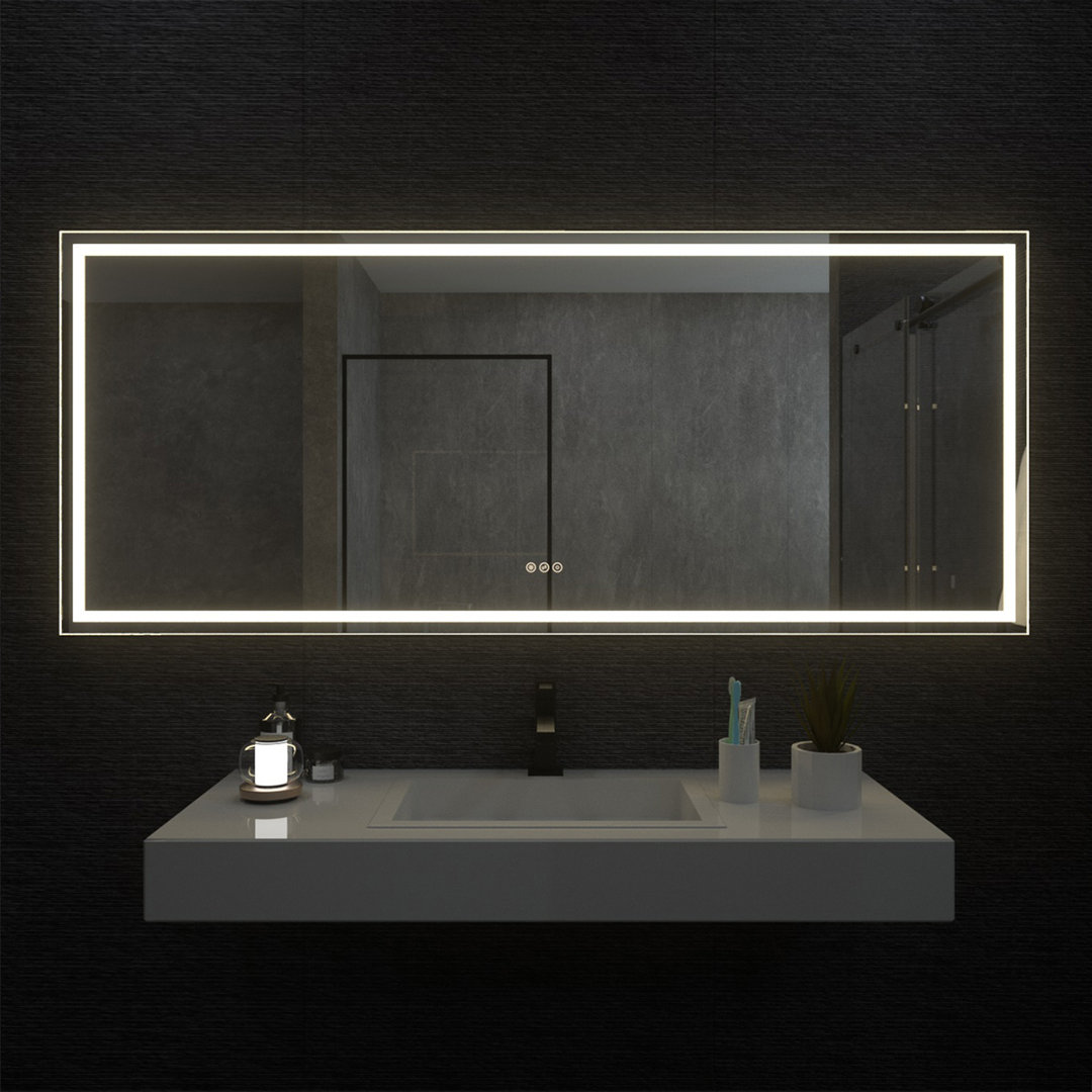 Frameless LED Bathroom/Vanity Mirror with Adjustable Brightness, Waterproof and Anti-fog Latitude Run®
