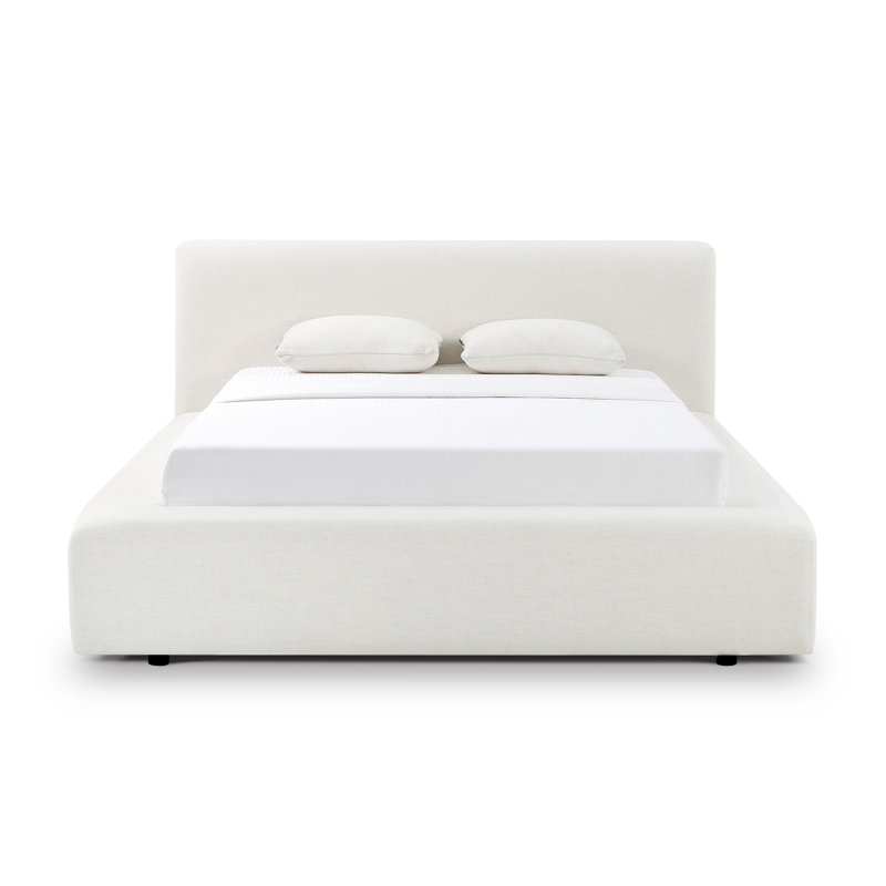 Meena Cream Upcycled Linen Storage Bed, Queen