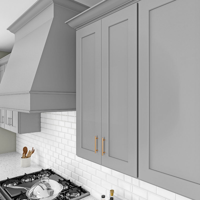 Armoire de cuisine en bois massif prête à assembler, Gris, H 42 po x l 27 po x P 12 po