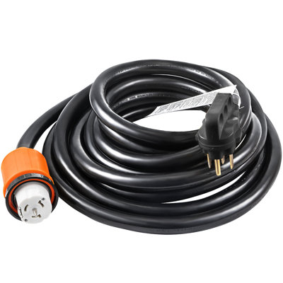 Heavy Duty Generator Cord, 50 Feet Generator Power Cord, 50AMP ETL Listed Cord, 12000 Watts Black Cable, SS2-50R Generator Plug, SS2-50P Extension Cord