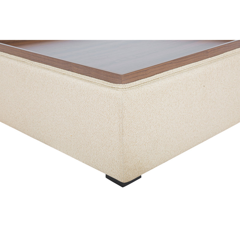 Montana Square Ottoman, White Polyester