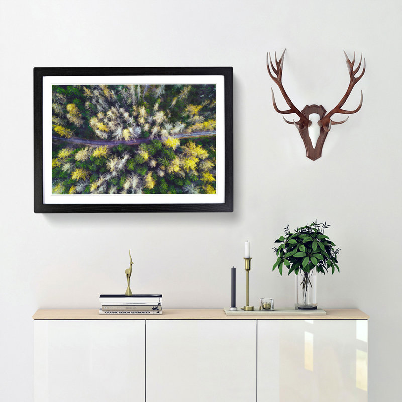 Yellow Forest in Austria - Picture Frame Painting Print, Black Framed, 36cm H x 48cm W x 2cm D