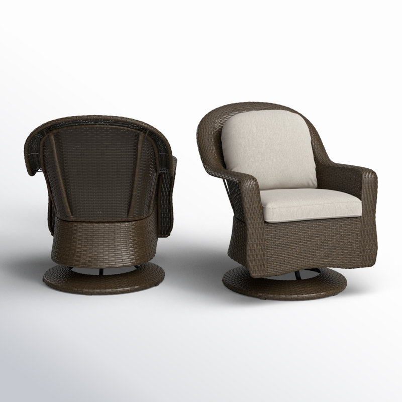 Beom Swivel Wicker Outdoor Lounge Chair, Brown/Ceramic Gray