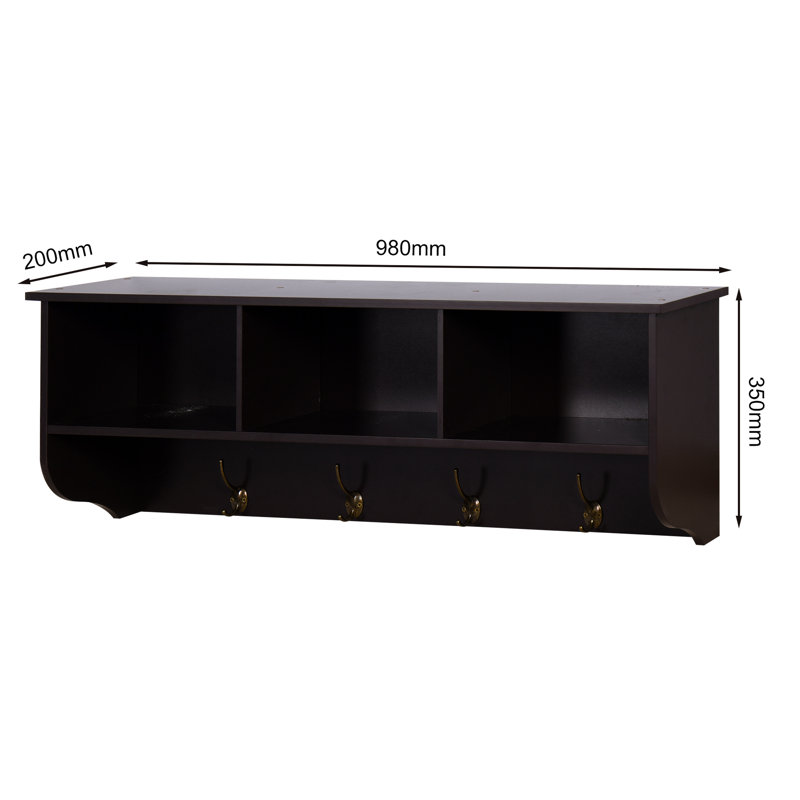 Coat Rack With 4 Dual Hooks And Panel Storage Wall Mounted Shelf Work