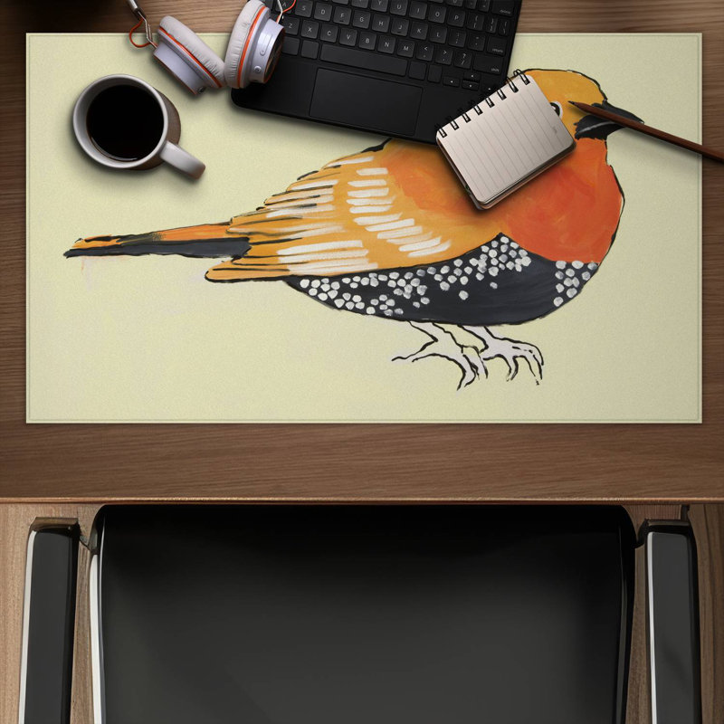 Little orange bird illustration - 14.00"x24.25" Desk mat