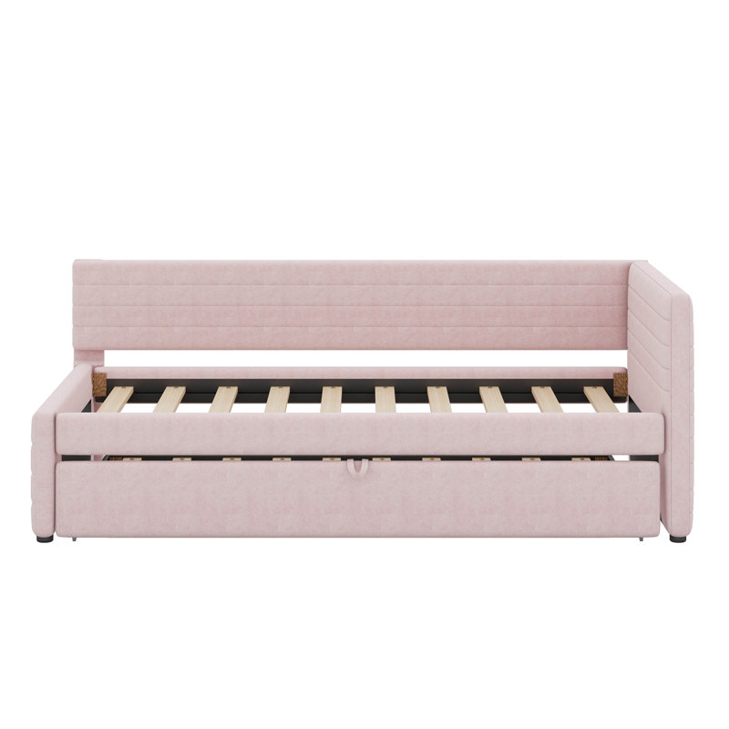 Lit de jour simple rembourré avec couchette, Rose