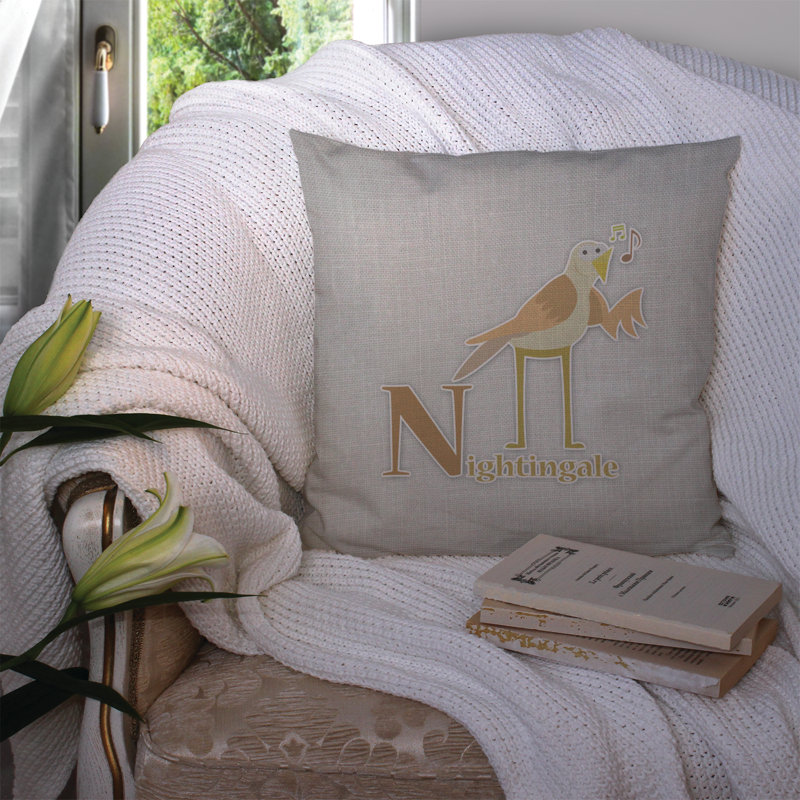 Coussin décoratif intérieur/extérieur alphabet b for bear, N, 14 po x 14 po
