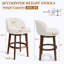 Tabourets de bar pivotants modernes de 26 po avec pieds et dossiers en bois, chaises de bar rembourrées avec repose-pieds rond pour îlot de cuisine Boucle, beige-132138090-138402463