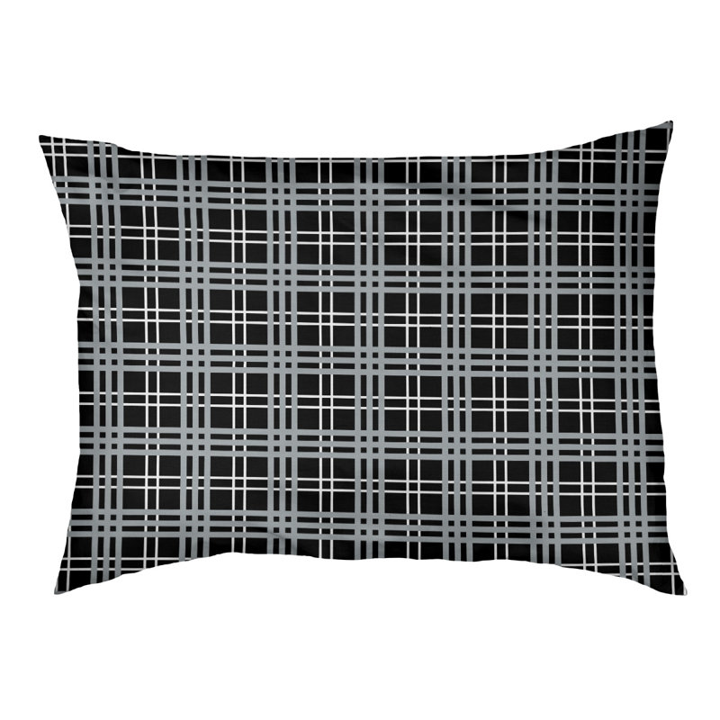 Coussin d’extérieur de luxe de football Las Vegas, Grand (l 40 po x p 30 po x p 5 po), Noir, blanc, argenté