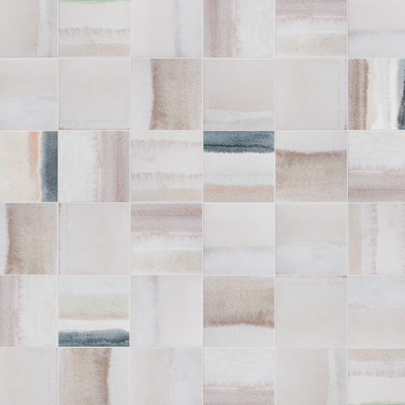 Matter Canvas 6" x 6" Porcelain Stone Look Floor and Wall Tile, Bone/Blue