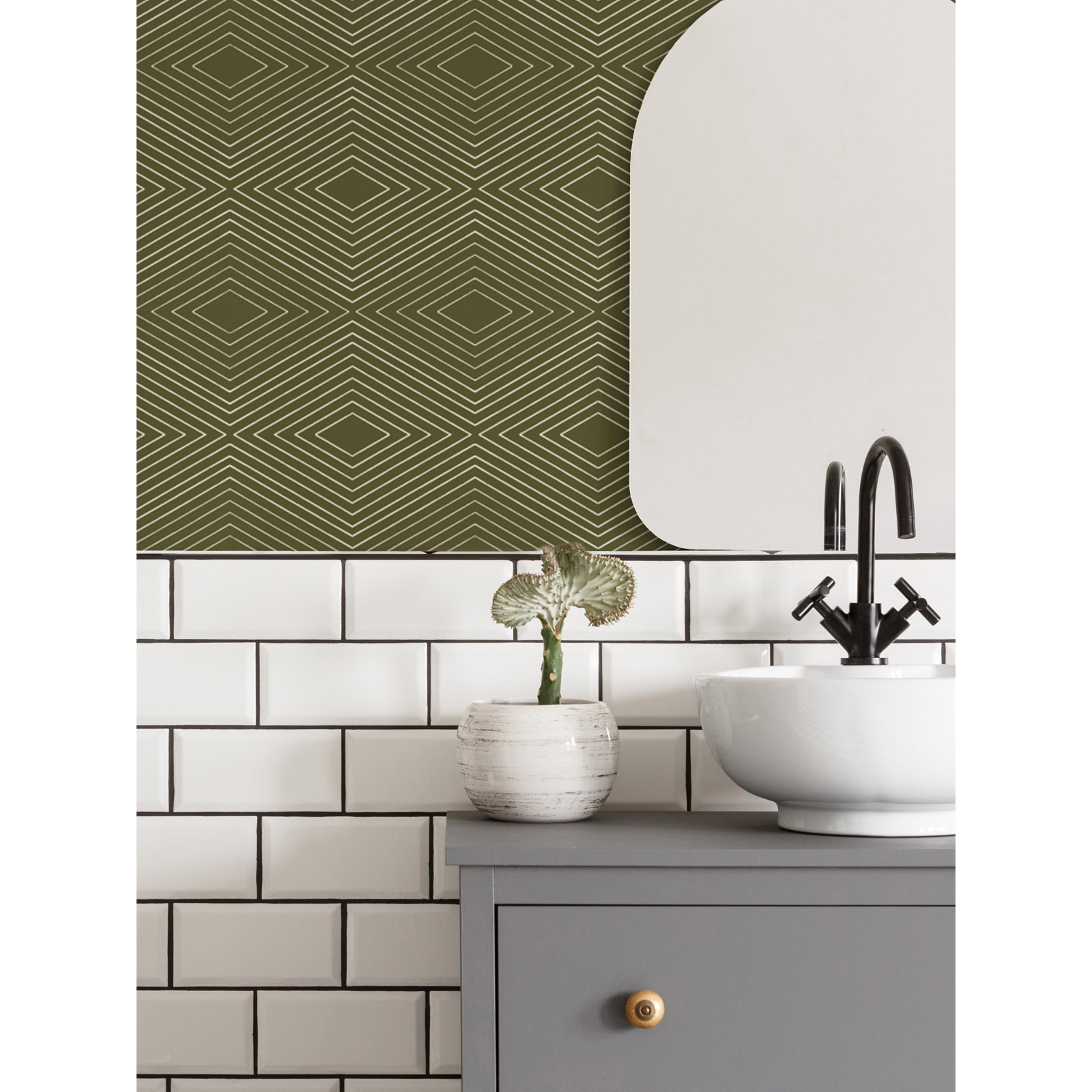 Huron Peel & Stick Wallpaper Roll, Deep Olive, Non-pasted