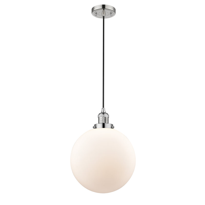 Lorene 1 - Light Single Pendant, Polished Nickel, Matte White, LED