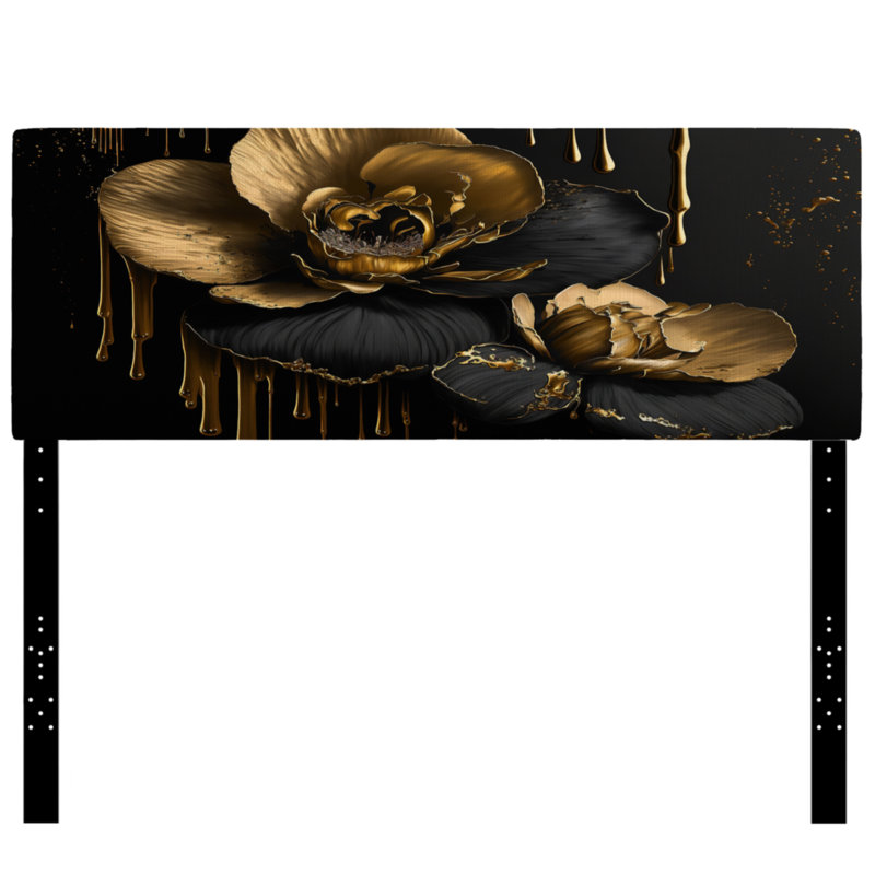 Solie - Tête de lit tapissier à motif floral et botanique, Grand