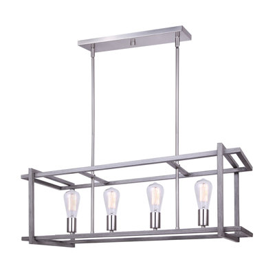 Lustre rectangulaire pour îlot de cuisine 4 lumières Ajavian