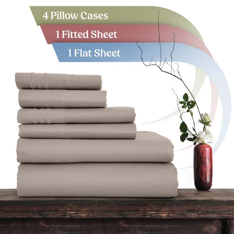 Ensemble de literie en microfibre 1800 Series, Taupe, Ensemble de draps pour très grand lit californien