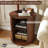 Set Of 2 Mid Century Modern Cylinder End Tables With Built-In Charging Station, Sliding Door, 2-Tier Storage, And USB Ports, Walnut Finish