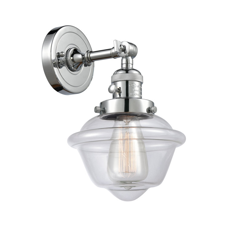 Applique murale à bras 1 lumière Agosto, Ampoule DEL rétro de 3,5 watts, Transparent, Chrome poli