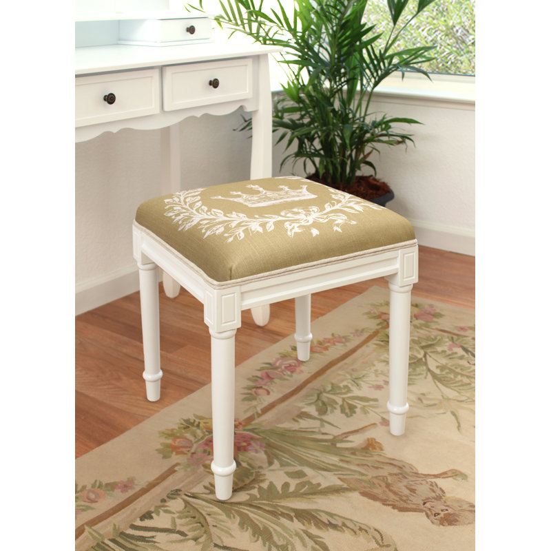 Tabouret de coiffeuse Crown, Blanc / Brun clair