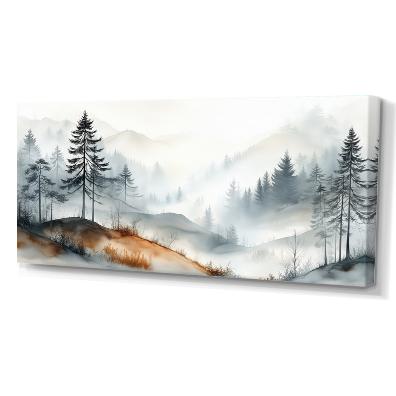 «White Grey Nathaniel I», impressions sur toile de montagne, art mural encadré Moody, H 12 po x l 20 po, Toile tendue