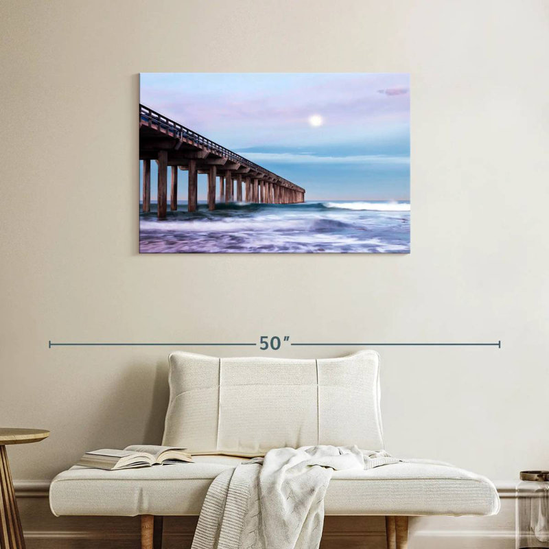 Plein lune au-dessus de Scripps Pier, H 24 po x l 36 po