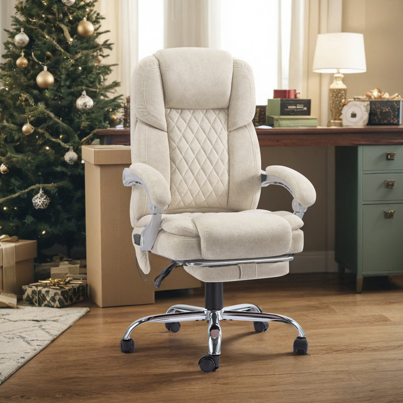 Katrein Ergonomic Heated Massage Executive Chair, Beige