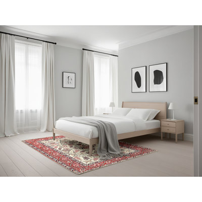 Tapis en laine rouge / beige