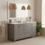 Meuble-lavabo 60 po, meuble-lavabo avec cadre en bois massif, comptoir autoportant avec 2 lavabos gris-126233198-126233200