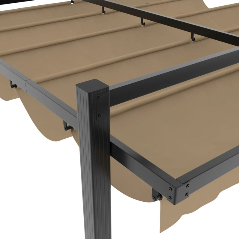 Garden Gazebo With Retractable Roof Aluminium, Taupe, 233cm H x 309.5cm W x 297cm D