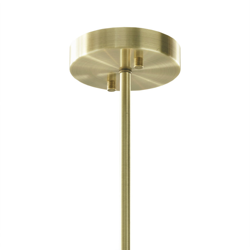 Ezra Mid-Century 5-Light Chandelier in Antique Brass with White Shades