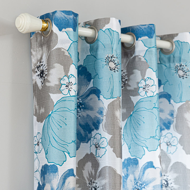 Rideau transparent en polyester , Bleu